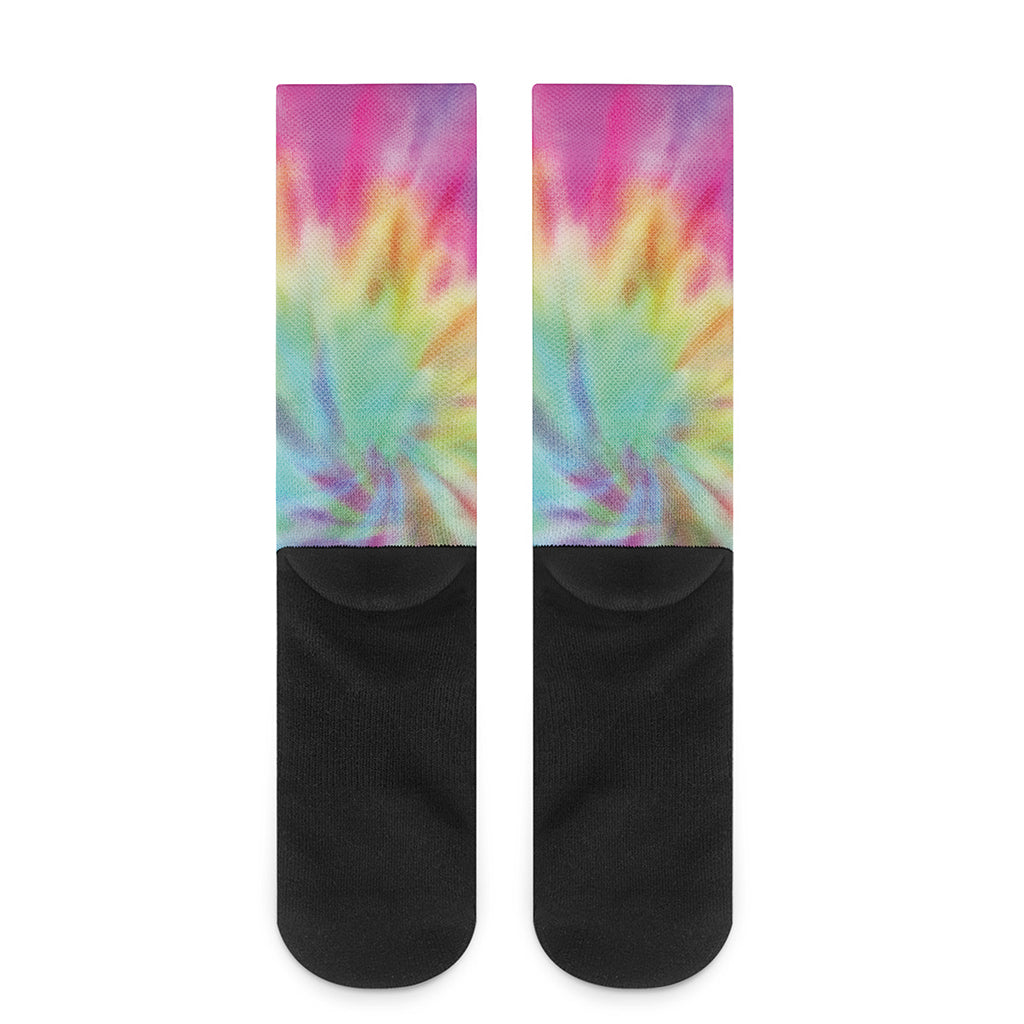 Pastel Spiral Tie Dye Print Crew Socks