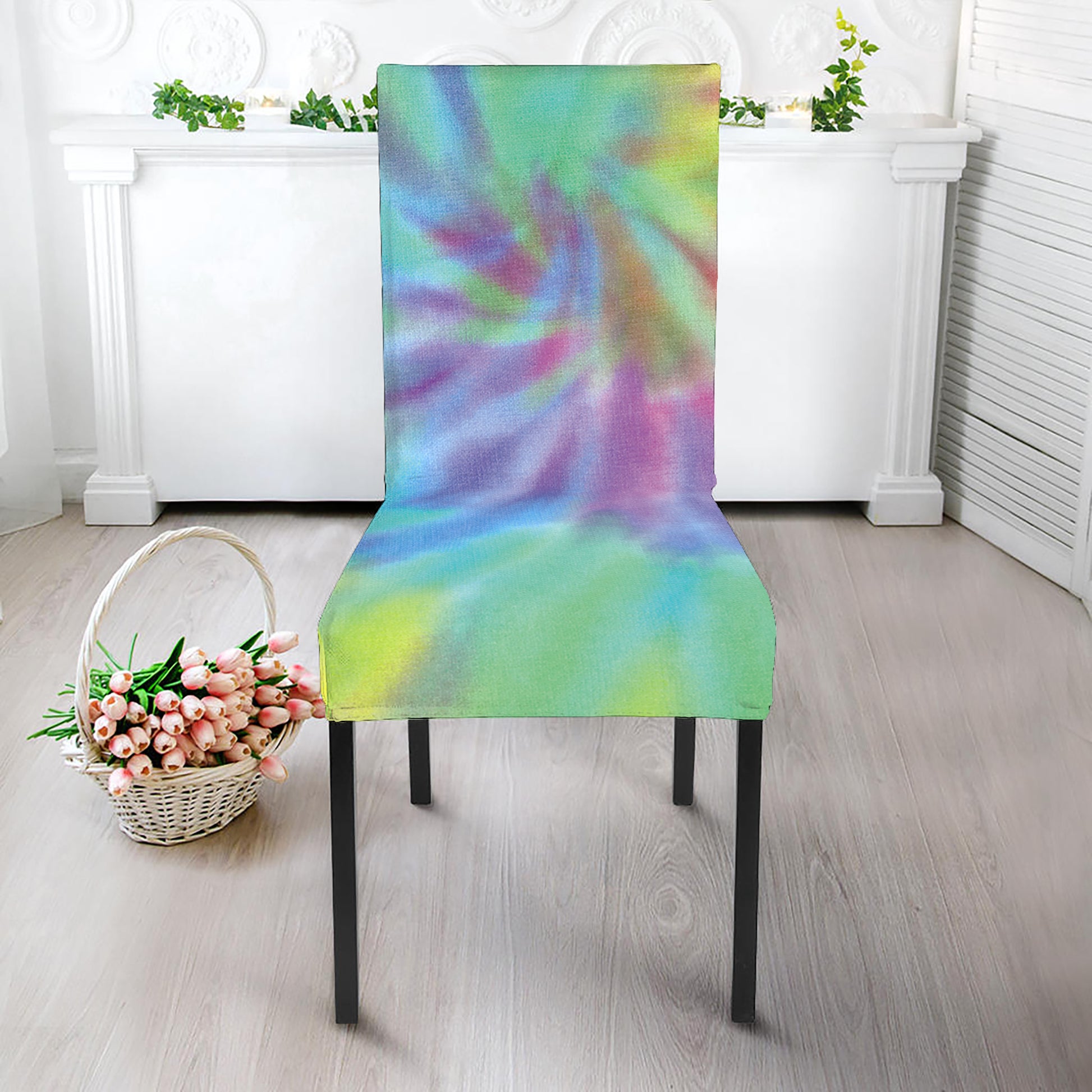 Pastel Spiral Tie Dye Print Dining Chair Slipcover