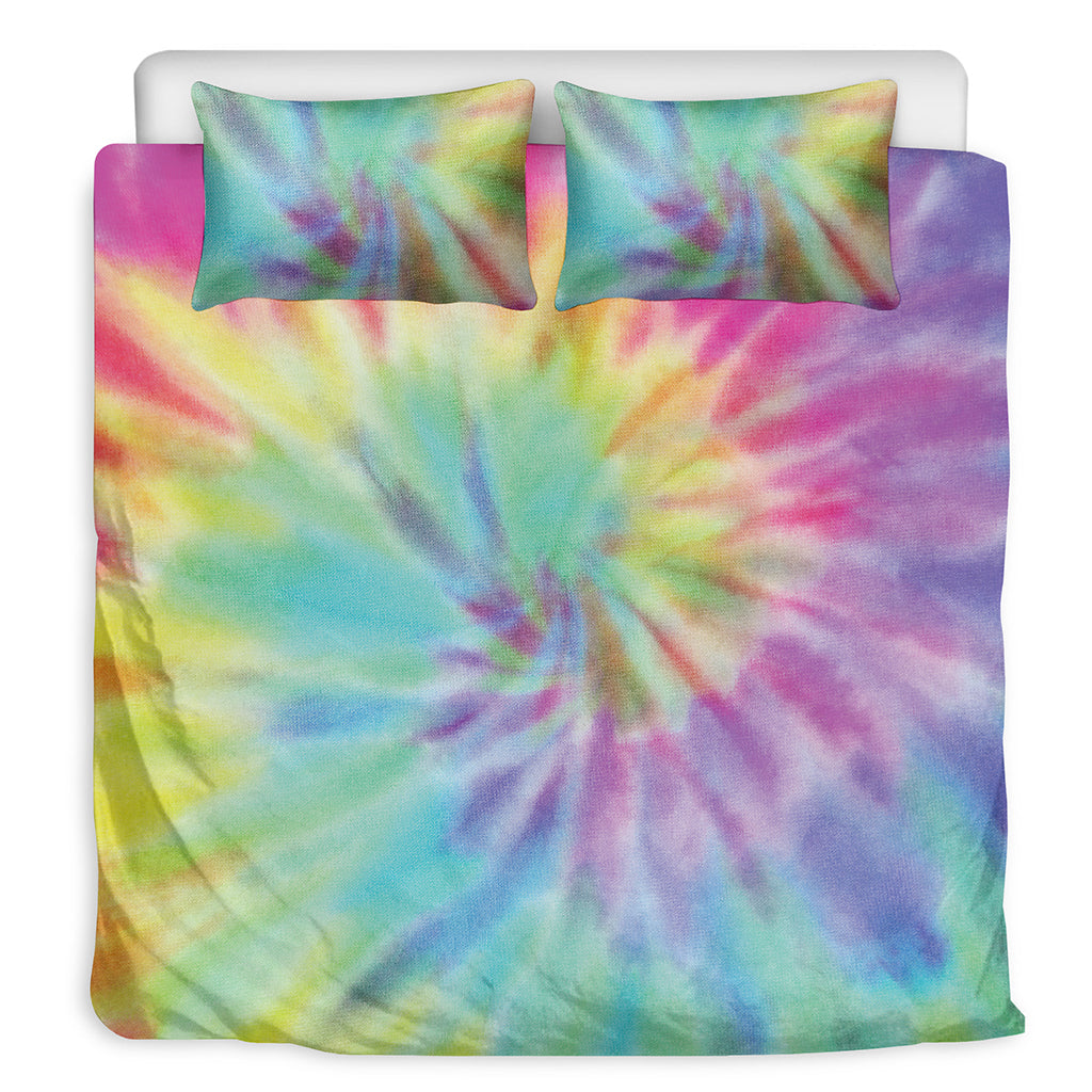 Pastel Spiral Tie Dye Print Duvet Cover Bedding Set