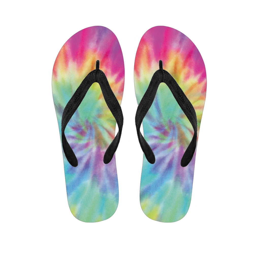 Pastel Spiral Tie Dye Print Flip Flops