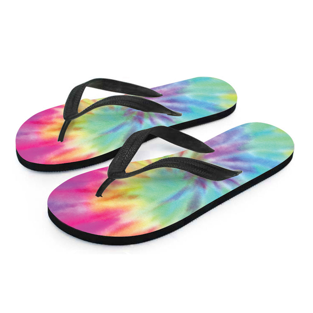 Pastel Spiral Tie Dye Print Flip Flops
