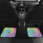 Pastel Spiral Tie Dye Print Front and Back Car Floor Mats