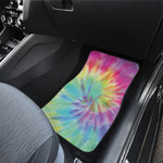 Pastel Spiral Tie Dye Print Front and Back Car Floor Mats