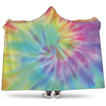 Pastel Spiral Tie Dye Print Hooded Blanket