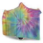 Pastel Spiral Tie Dye Print Hooded Blanket