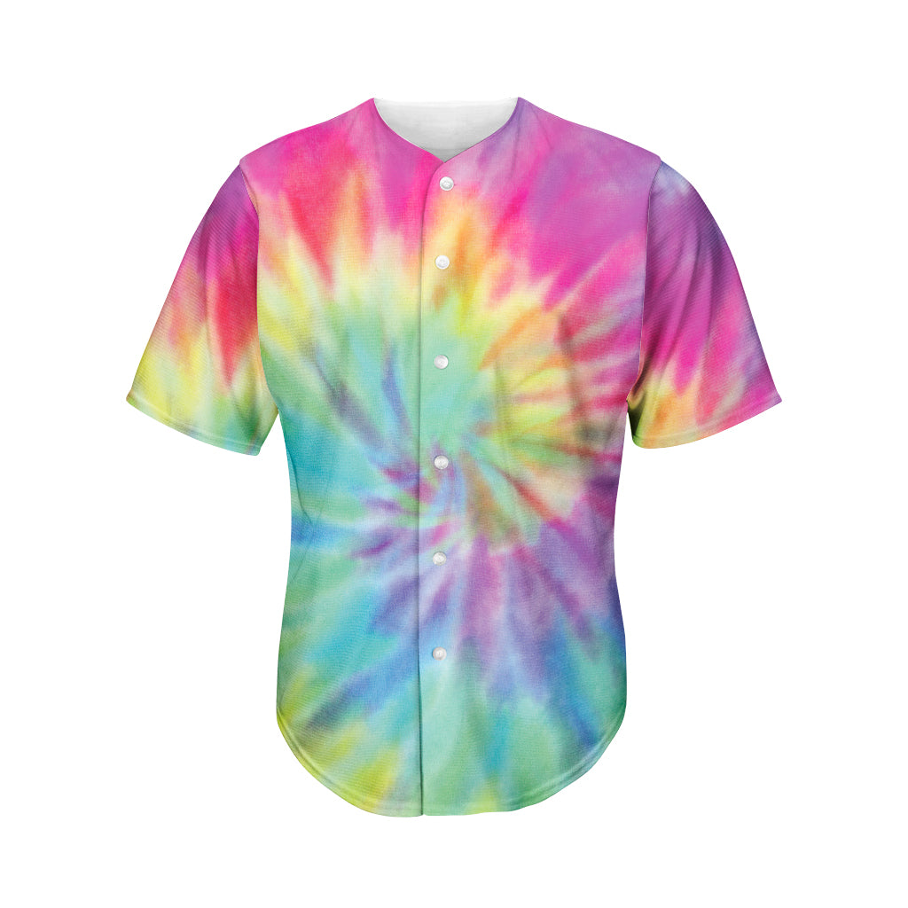 Pastel Spiral Tie Dye Print Men's Baseball Jersey