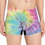 Pastel Spiral Tie Dye Print Men's Boxer Briefs