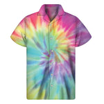 Pastel Spiral Tie Dye Print Men's Short Sleeve Shirt