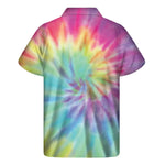 Pastel Spiral Tie Dye Print Men's Short Sleeve Shirt