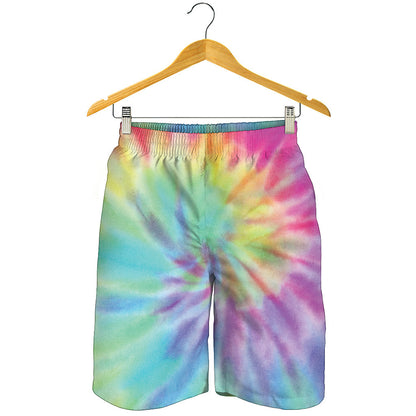 Pastel Spiral Tie Dye Print Men's Shorts
