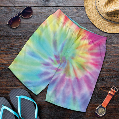 Pastel Spiral Tie Dye Print Men's Shorts