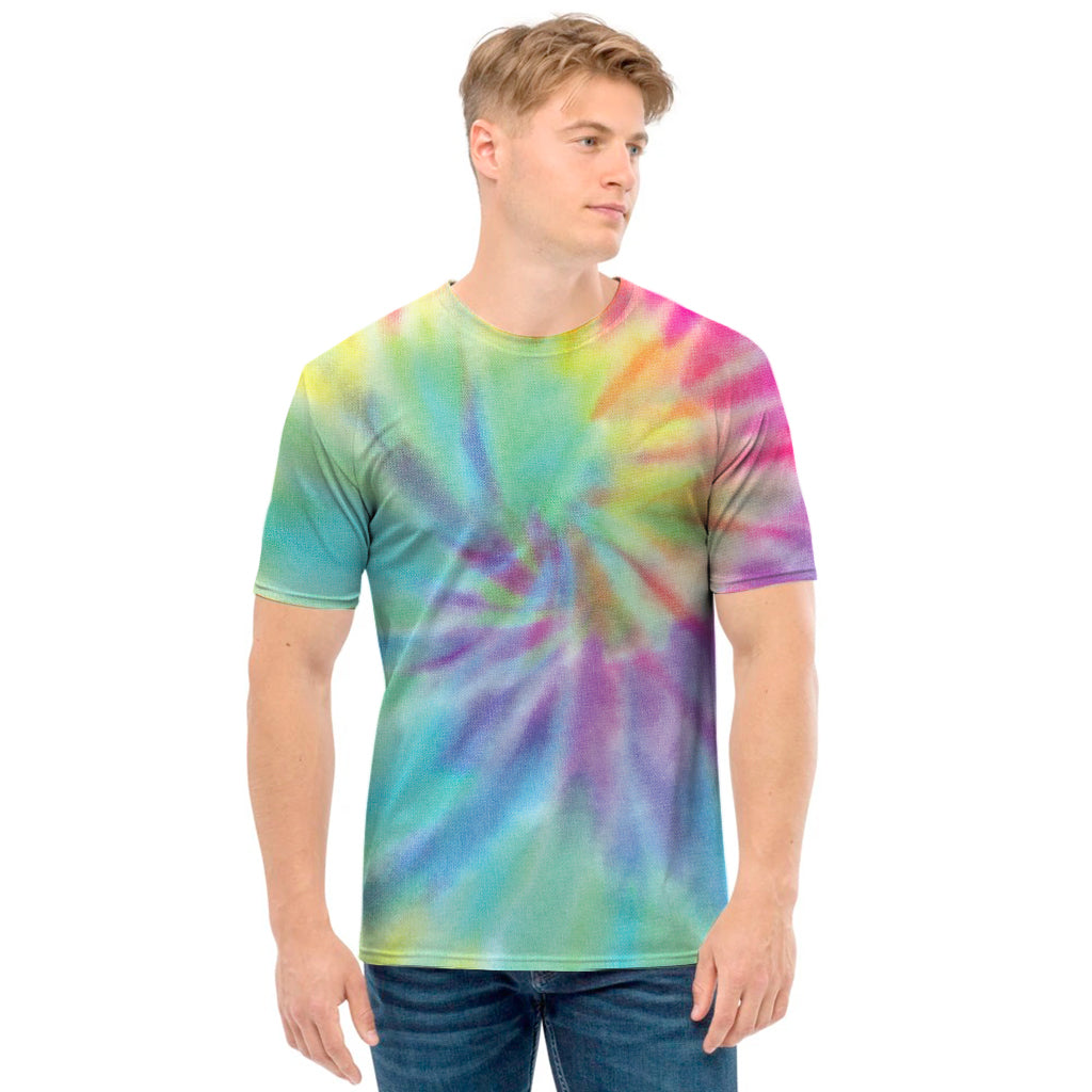 Pastel Spiral Tie Dye Print Men's T-Shirt