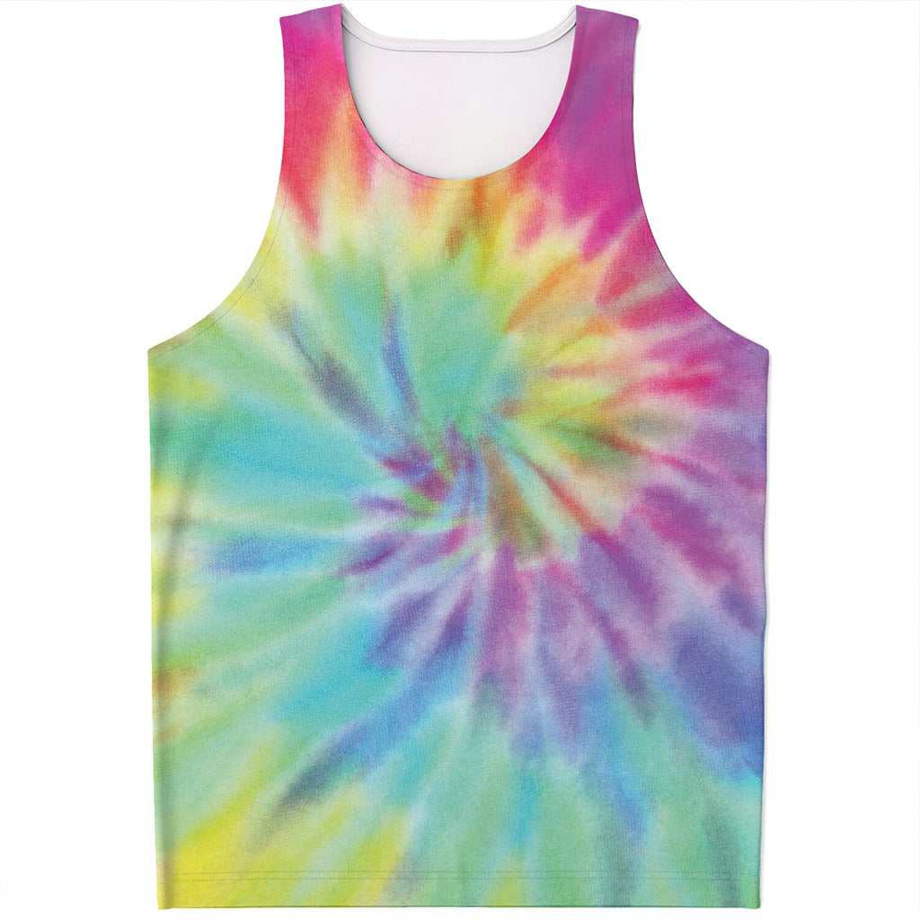 Pastel Spiral Tie Dye Print Men's Tank Top