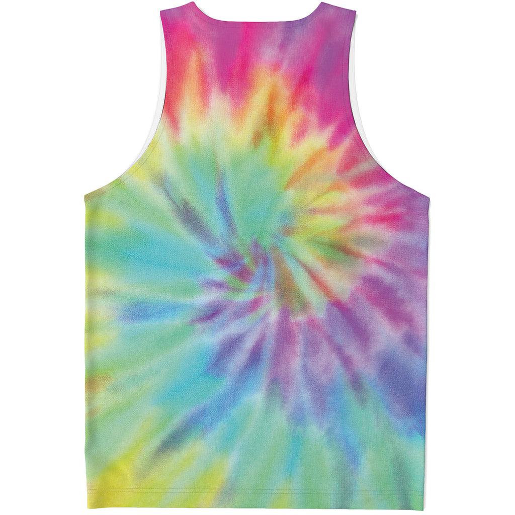 Pastel Spiral Tie Dye Print Men's Tank Top