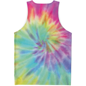 Pastel Spiral Tie Dye Print Men's Tank Top