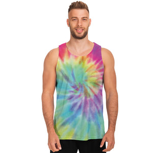 Pastel Spiral Tie Dye Print Men's Tank Top