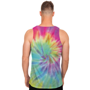 Pastel Spiral Tie Dye Print Men's Tank Top