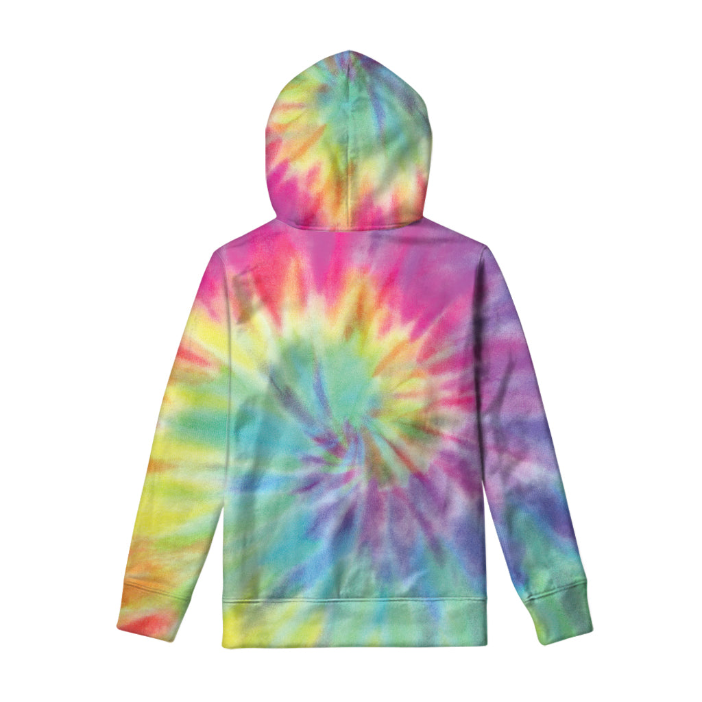 Pastel Spiral Tie Dye Print Pullover Hoodie