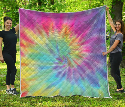 Pastel Spiral Tie Dye Print Quilt
