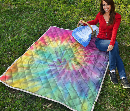 Pastel Spiral Tie Dye Print Quilt