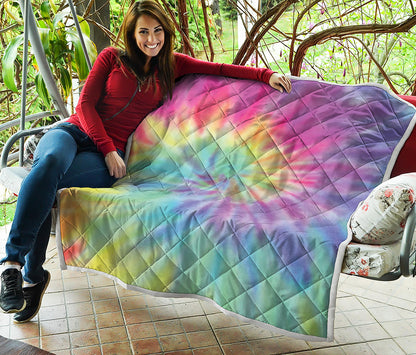 Pastel Spiral Tie Dye Print Quilt