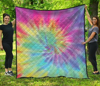 Pastel Spiral Tie Dye Print Quilt