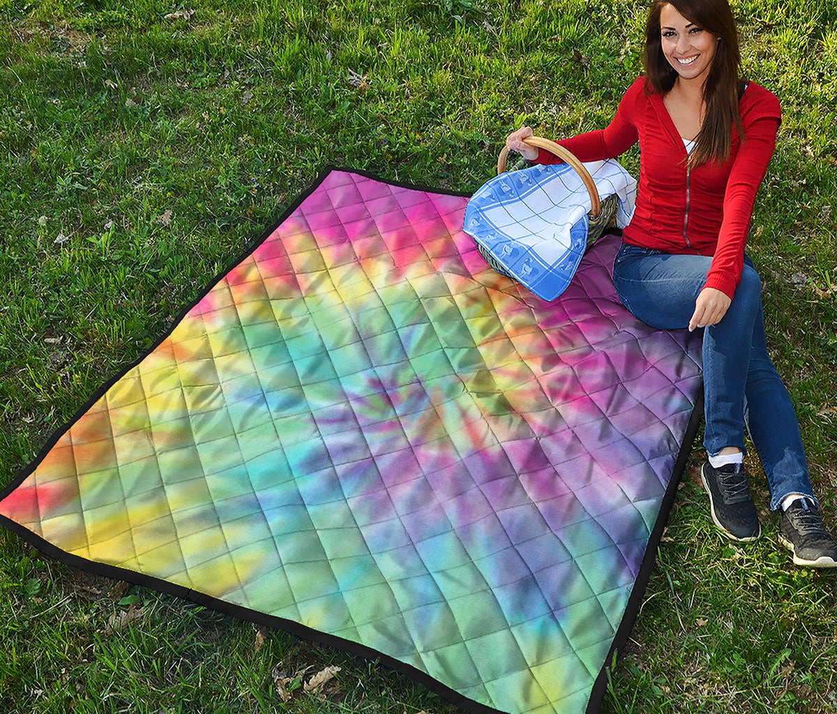 Pastel Spiral Tie Dye Print Quilt