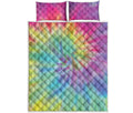 Pastel Spiral Tie Dye Print Quilt Bed Set