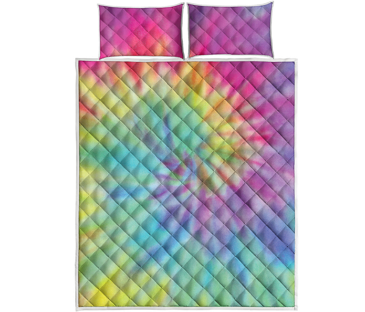 Pastel Spiral Tie Dye Print Quilt Bed Set