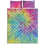 Pastel Spiral Tie Dye Print Quilt Bed Set