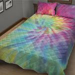 Pastel Spiral Tie Dye Print Quilt Bed Set