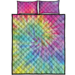 Pastel Spiral Tie Dye Print Quilt Bed Set