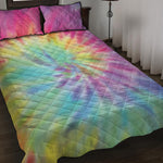 Pastel Spiral Tie Dye Print Quilt Bed Set