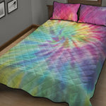 Pastel Spiral Tie Dye Print Quilt Bed Set