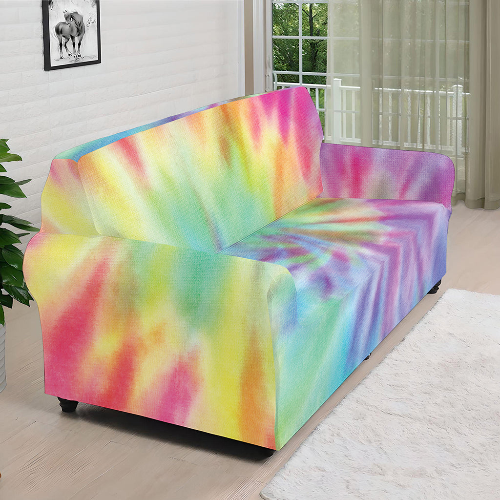 Pastel Spiral Tie Dye Print Sofa Cover