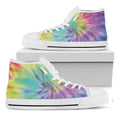 Pastel Spiral Tie Dye Print White High Top Sneakers
