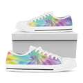 Pastel Spiral Tie Dye Print White Low Top Sneakers