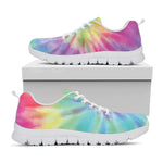 Pastel Spiral Tie Dye Print White Sneakers