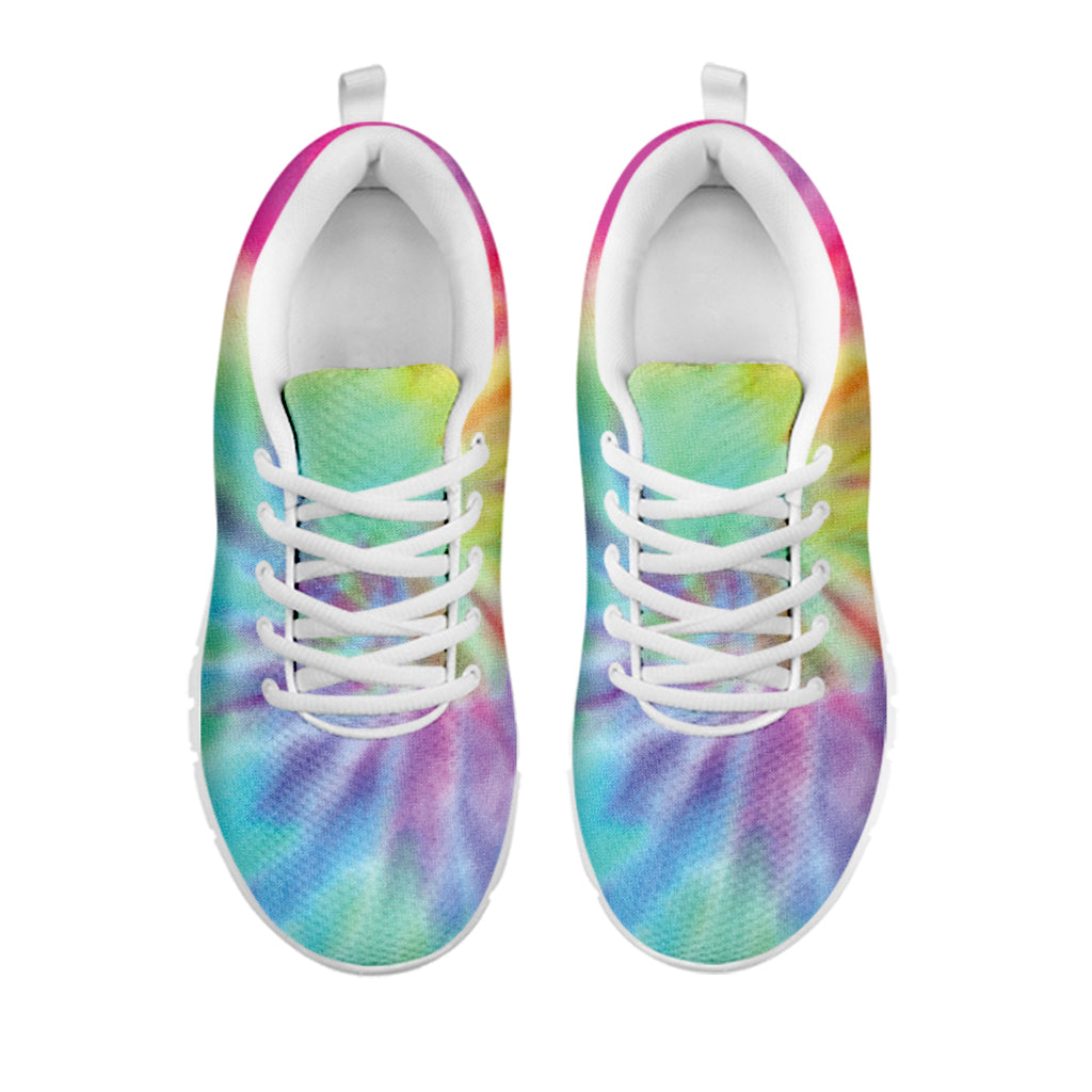Pastel Spiral Tie Dye Print White Sneakers