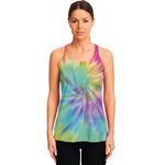 Pastel Spiral Tie Dye Print Women's Racerback Tank Top