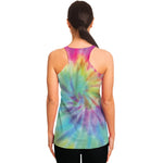 Pastel Spiral Tie Dye Print Women's Racerback Tank Top