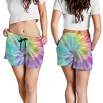 Pastel Spiral Tie Dye Print Women's Shorts