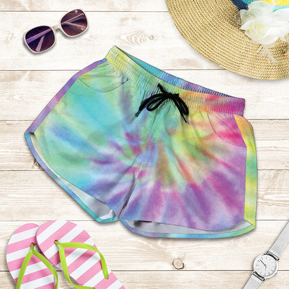 Pastel Spiral Tie Dye Print Women's Shorts