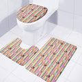 Pastel Striped Cupcake Pattern Print 3 Piece Bath Mat Set