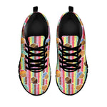 Pastel Striped Cupcake Pattern Print Black Sneakers