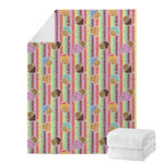 Pastel Striped Cupcake Pattern Print Blanket