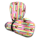 Pastel Striped Cupcake Pattern Print Boxing Gloves