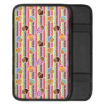 Pastel Striped Cupcake Pattern Print Car Center Console Cover