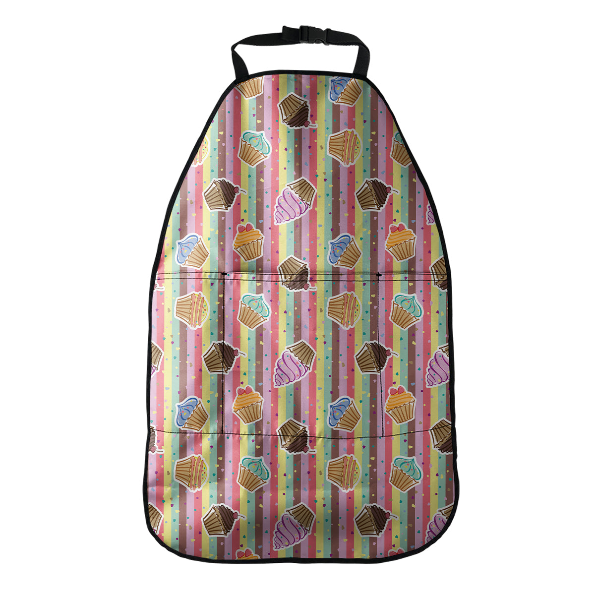 Pastel Striped Cupcake Pattern Print Car Seat Organizers