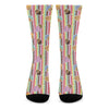 Pastel Striped Cupcake Pattern Print Crew Socks